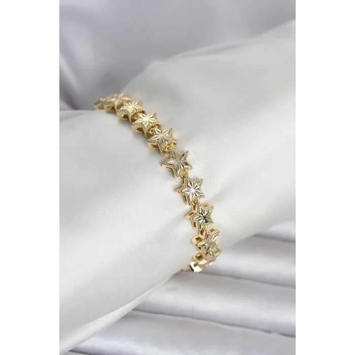 BUĞZ Pirinç Gold Renk Yıldız Model Kadın Bileklik