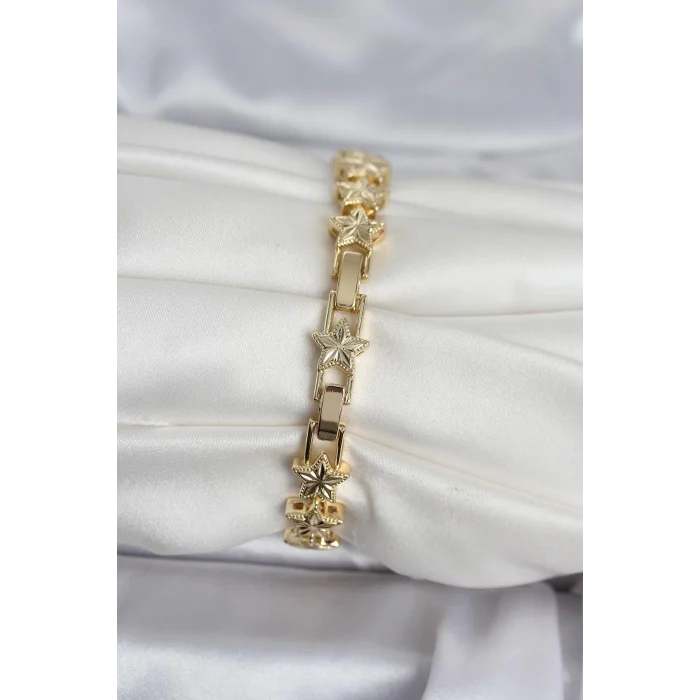 BUĞZ Pirinç Gold Renk Yıldız Model Kadın Bileklik - BUĞZ