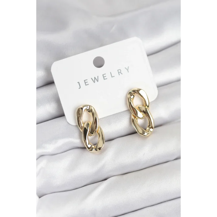 BUĞZ Pirinç Gold Renk Zincir Model Kadın Küpe