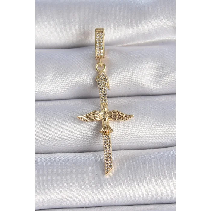 BUĞZ Pirinç Gold Renk Zirkon Taş Detaylı Elif Model Anka Kuşu Figür Ajda Charm