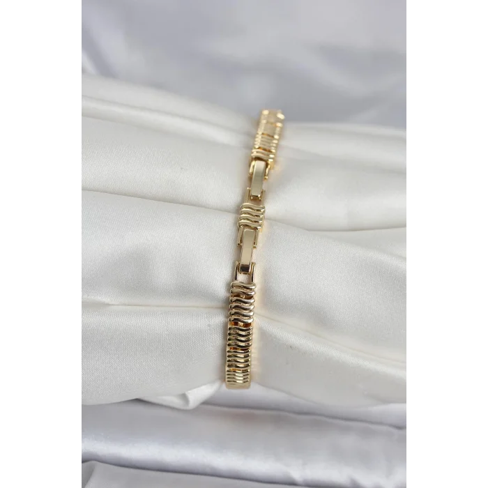 BUĞZ Pirinç Gold Renk Zirkon Taşlı Kadın Bileklik - BUĞZ