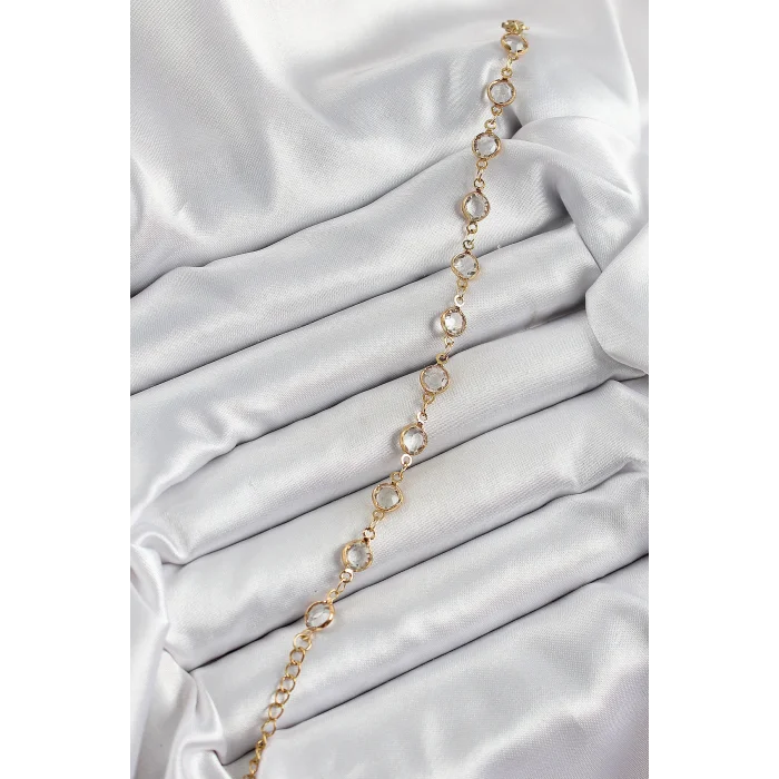 BUĞZ Pirinç Gold Renk Zirkon Taşlı Kadın Bileklik - Lisinya