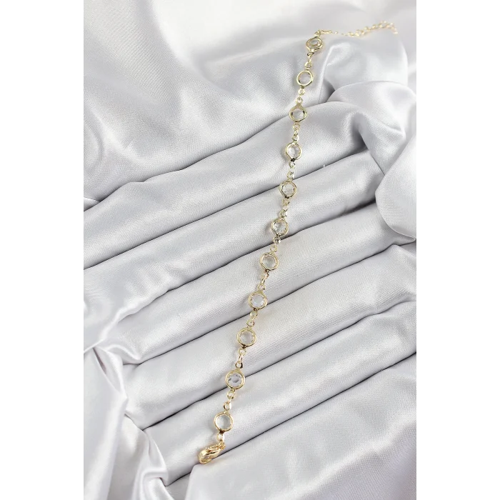 BUĞZ Pirinç Gold Renk Zirkon Taşlı Kadın Bileklik - Lisinya