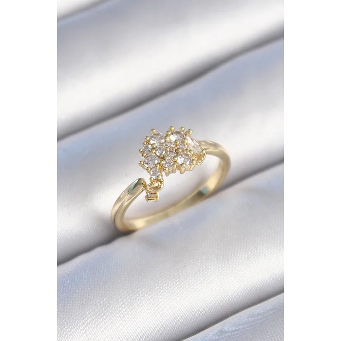 BUĞZ Pirinç Gold Renk Zirkon Taşlı Kadın Yüzük