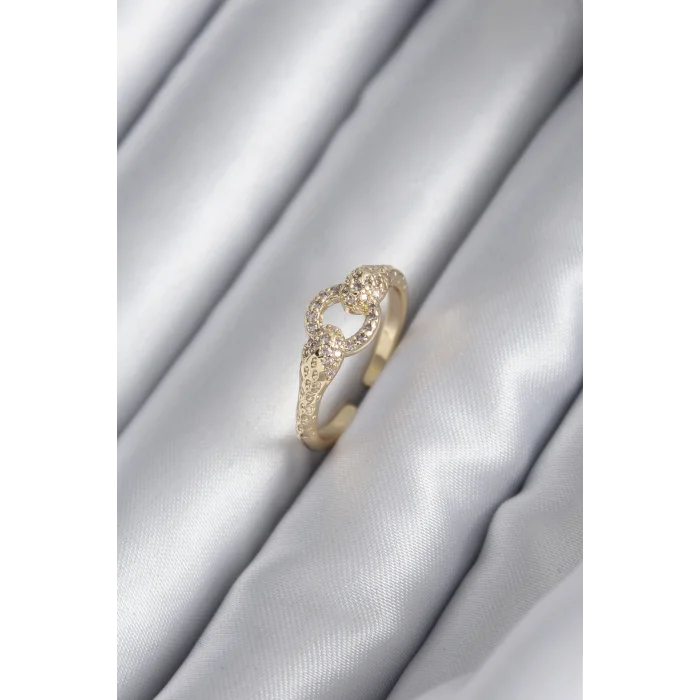 BUĞZ Pirinç Gold Renk Zirkon Taşlı Yılan Model Kadın Yüzük