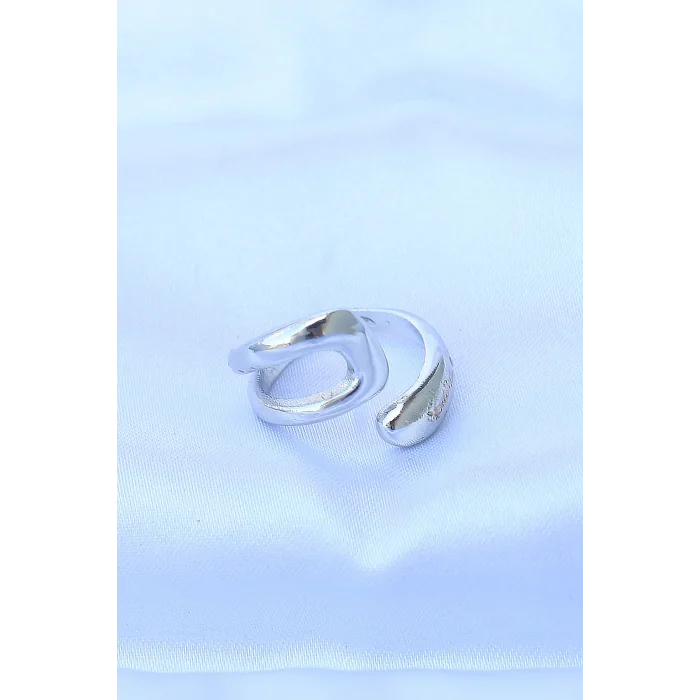 BUĞZ Pirinç Gümüş Renk Ayarlanabilir Yüzük