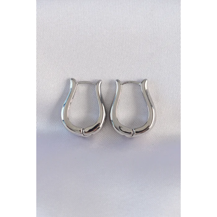 BUĞZ Pirinç Gümüş Renk İçi Boş Gül Küpe