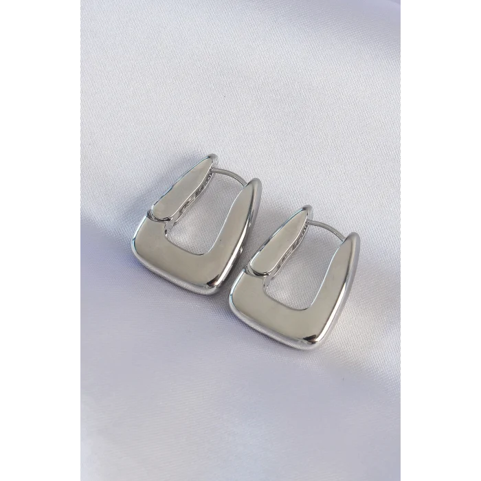 BUĞZ Pirinç Gümüş Renk Kalın Küpe