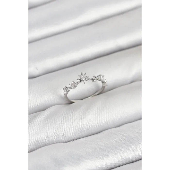 BUĞZ Pirinç Gümüş Renk Manifest Kadın Yüzük