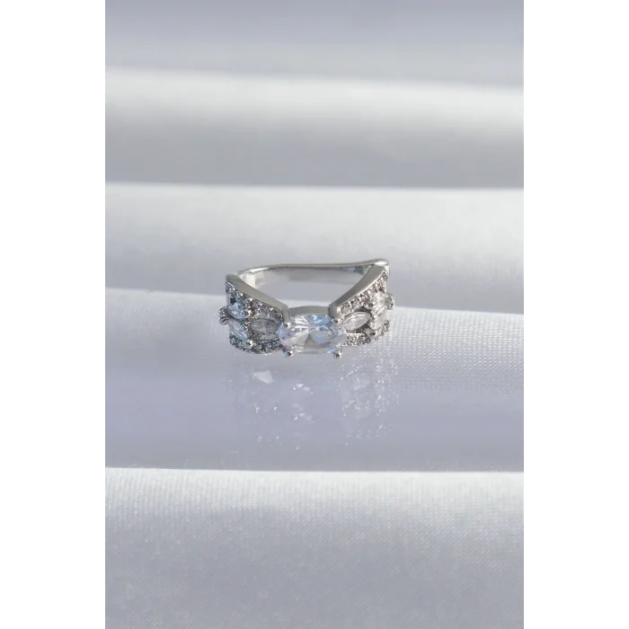 BUĞZ Pirinç Gümüş Renk Zirkon Taş Kaplama Earcuff Küpe