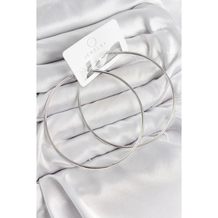 BUĞZ Pirinç Halka Model Gümüş Renk Kadın Küpe