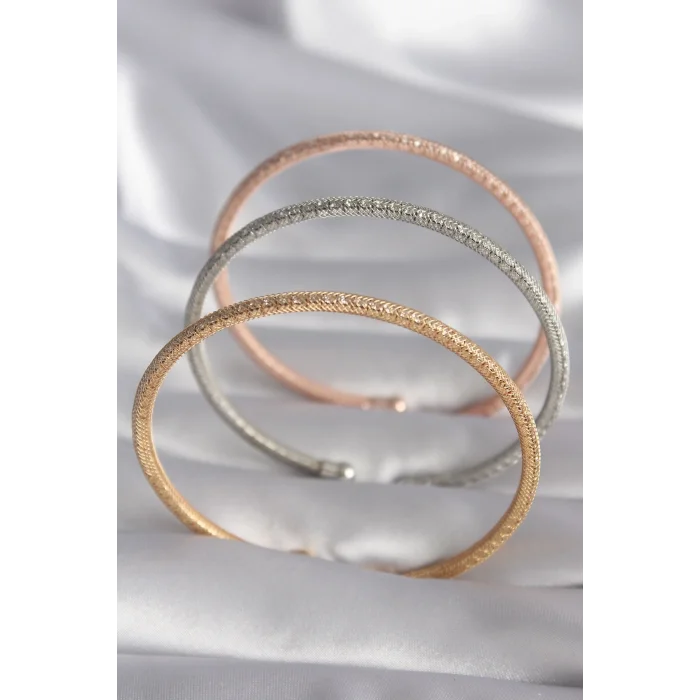 BUĞZ Pirinç Mix Renk Hasır Model Zirkon Taş Detay Kadın Bileklik Seti