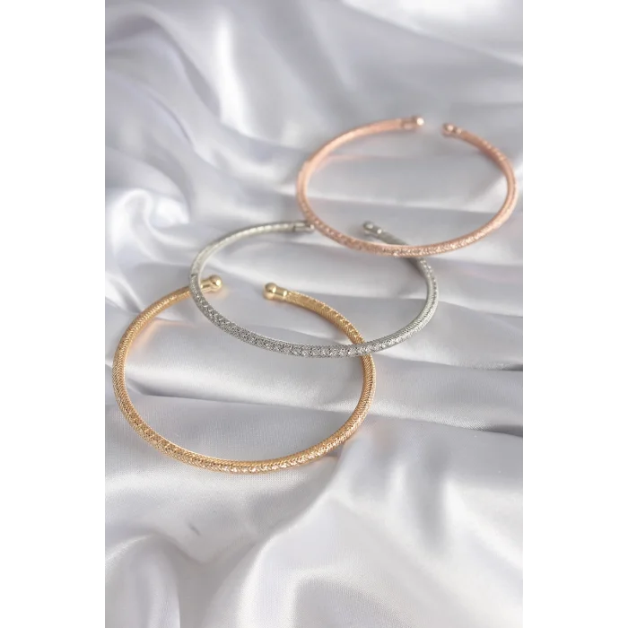 BUĞZ Pirinç Mix Renk Hasır Model Zirkon Taş Detay Kadın Bileklik Seti - Lisinya