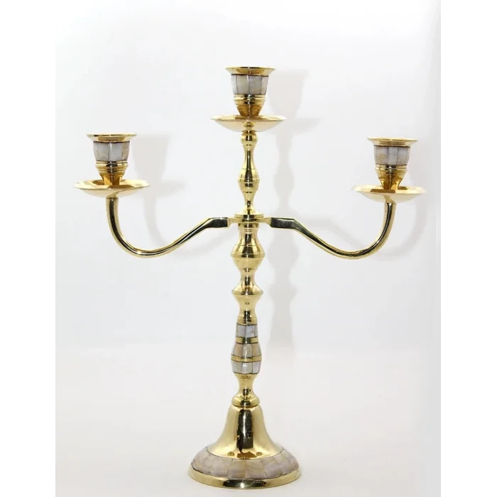 BUĞZ Pirinç Sedefli 3lü Şamdan 19124