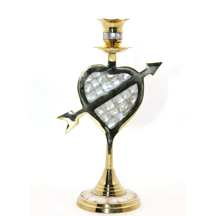 BUĞZ Pirinç Sedefli Tekli Şamdan 20 cm