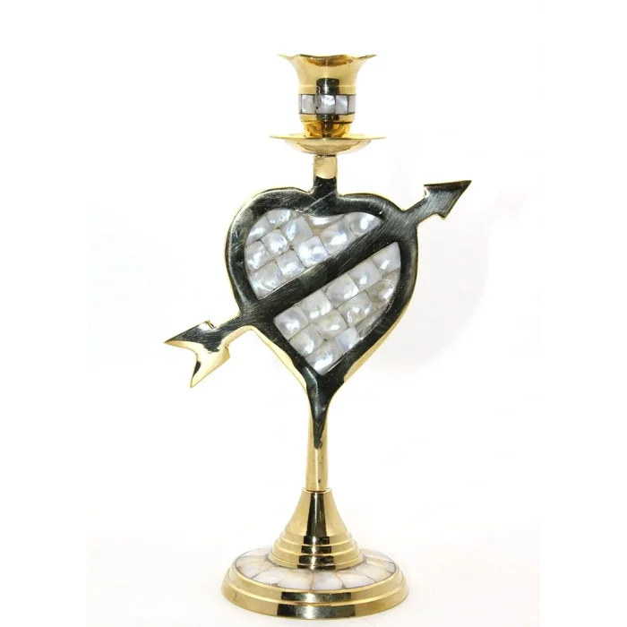 BUĞZ Pirinç Sedefli Tekli Şamdan Model 2