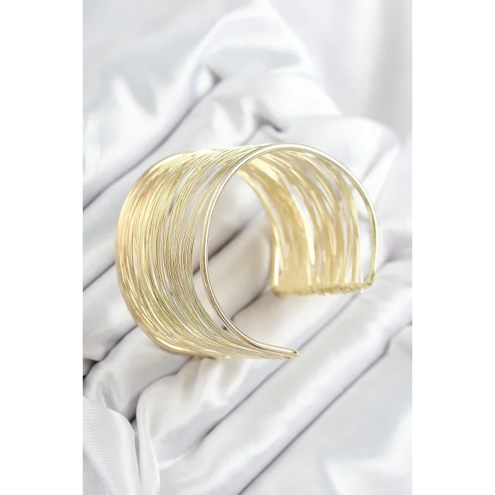BUĞZ Pirinç Tel Sarma Model Gold Renk Kadın Bileklilk