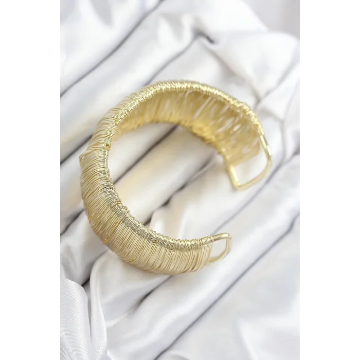 BUĞZ Pirinç Tel Sarma Model Gold Renk Kadın Bileklilk