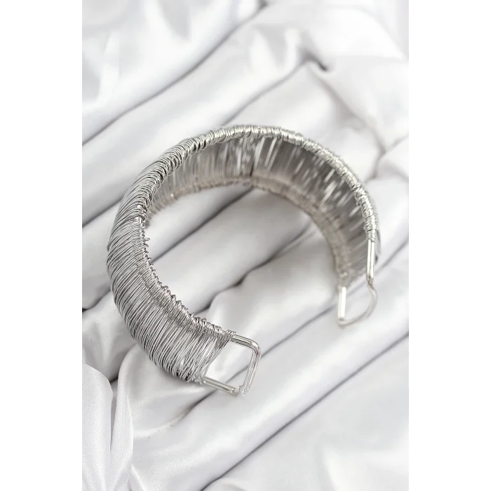 BUĞZ Pirinç Tel Sarma Model Gümüş Renk Kadın Bileklilk