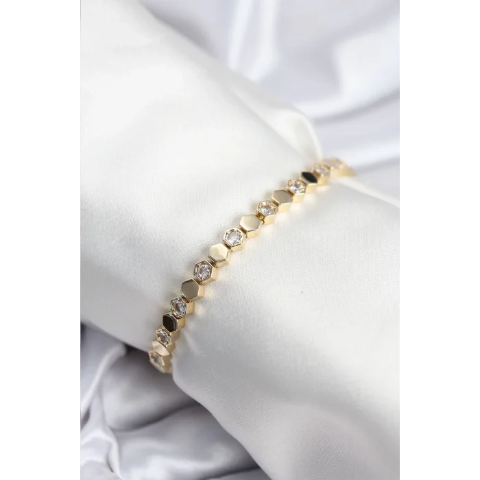 BUĞZ Pirinç VIP Seri Gold Renk Petek Model Kadın Bileklik
