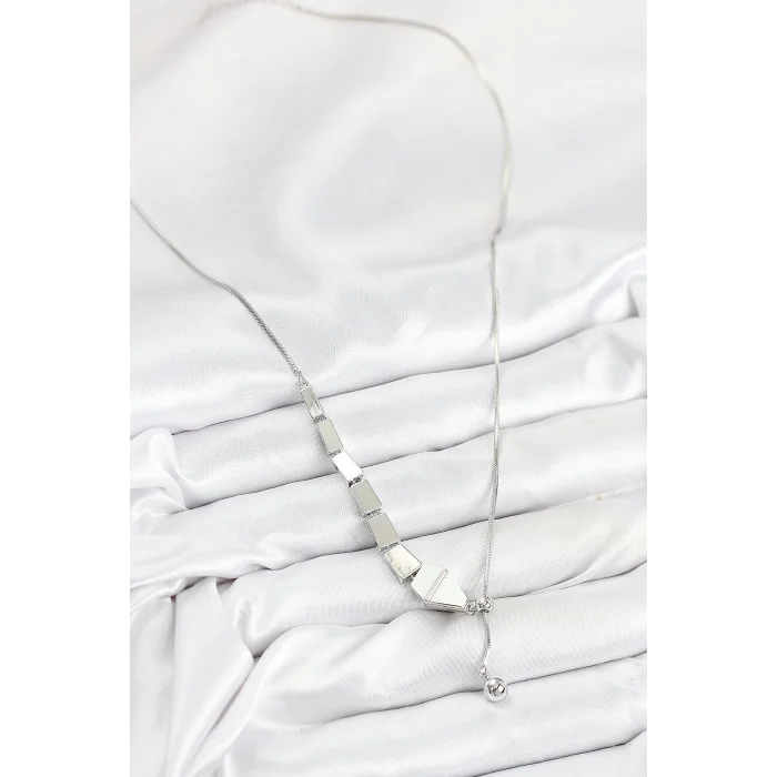 BUĞZ Pirinç Yılan Model Gümüş Renk Asansörlü Kadın Kolye - Lisinya