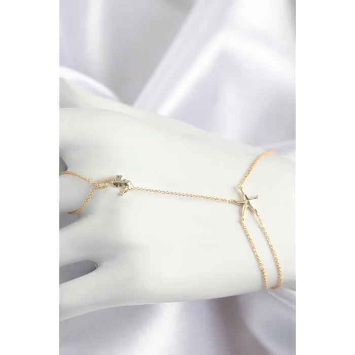 BUĞZ Pirinç Zirkon Taşlı Deniz Atı Ve Yıldız Model Gold Renk Şahmeran