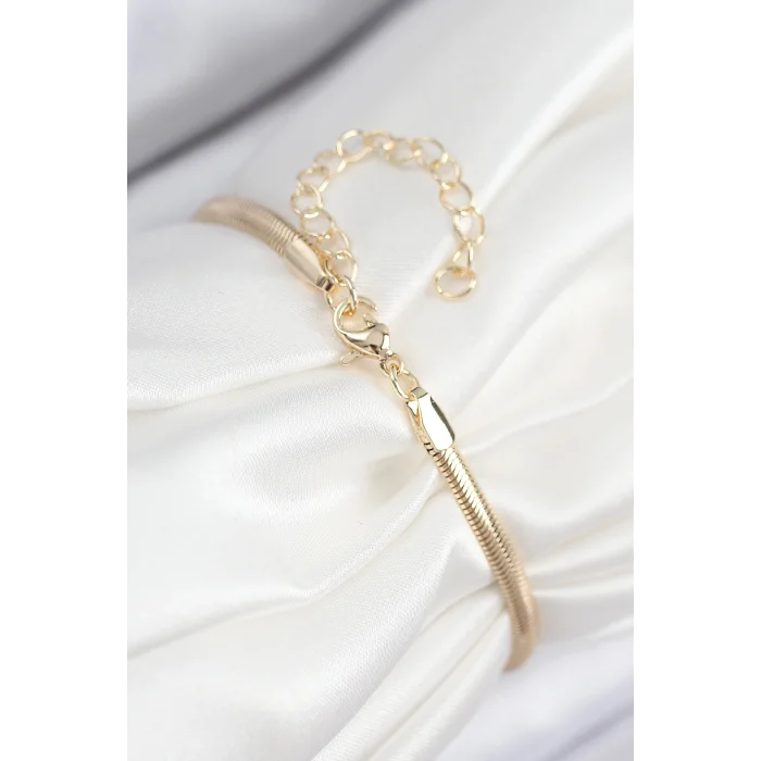 BUĞZ Pirinç Zirkon Taşlı Kalp Model Gold Renk Kadın Bileklik