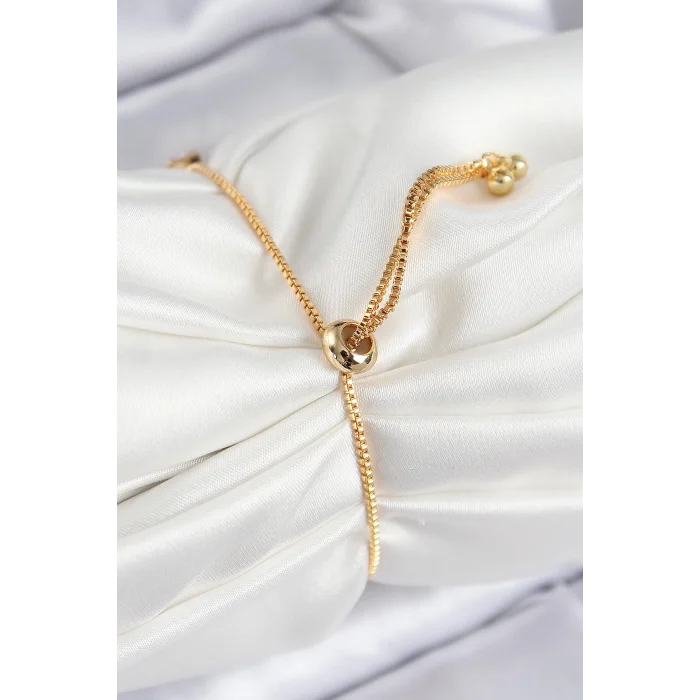 BUĞZ Pirinç Zirkon Taşlı Kare Model Gold Renk Asansörlü Kadın Bileklik - Lisinya