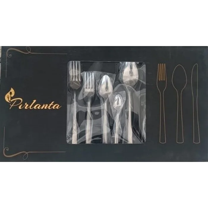 BUĞZ Pırlanta 30 Parça 6 Kişilik Çatal Kaşık Takımı 30 Parça Kutulu Hediyelik Çeyizlik Takım