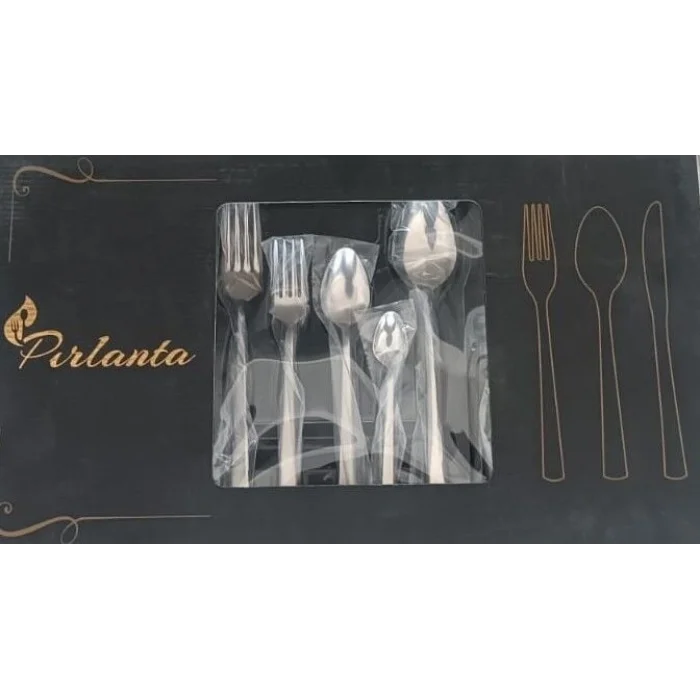 BUĞZ Pırlanta 30 Parça 6 Kişilik Çatal Kaşık Takımı 30 Parça Kutulu Hediyelik Çeyizlik Takım