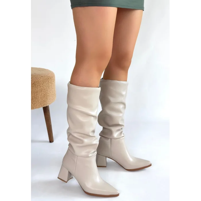 BUĞZ Pitay Ten Cilt Topuklu Çizme - Lisinya