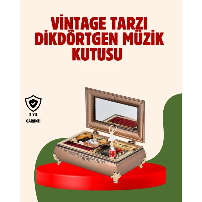 BUĞZ Piyano Şeklinde Balerinli Müzik Kutusu Takı Bölmeli Şık Model