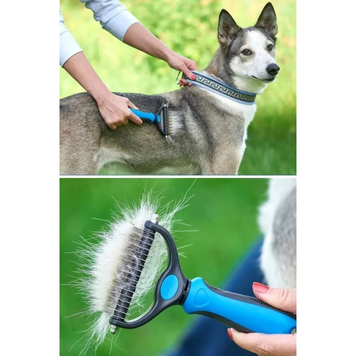 BUĞZ Plastik Saplı Metal Kedi Köpek Bakım Kıtık Tüy Topak Açıcı Tarak 1Adet ( BUĞZ )