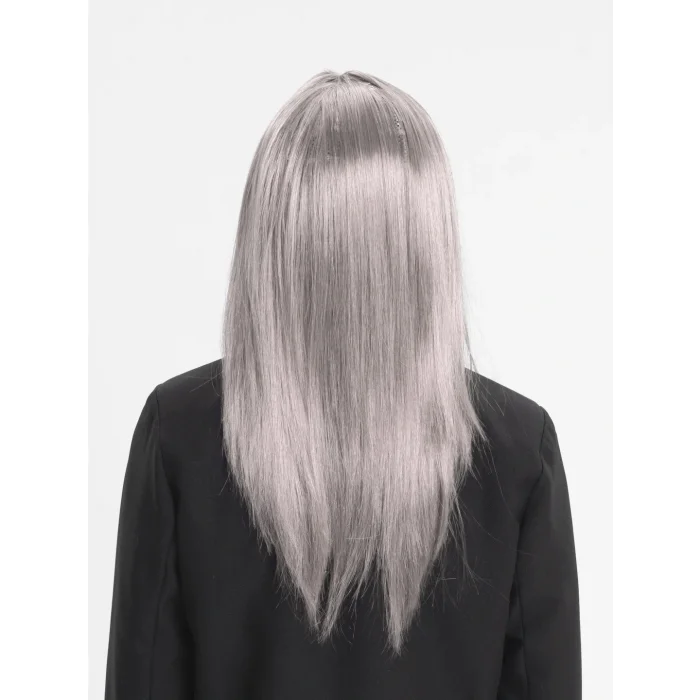 BUĞZ Platin Gri Gümüş Uzun Parti Peruğu