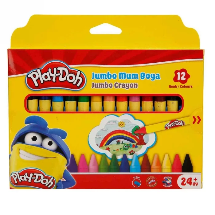 BUĞZ Play-Doh Silinebilir Jumbo Crayon Mum Boya 12 Renk