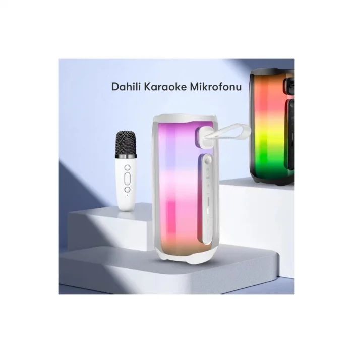 BUĞZ Pluse 5 Mikrofonlu Rgb Kablosuz Hoparlör - Beyaz