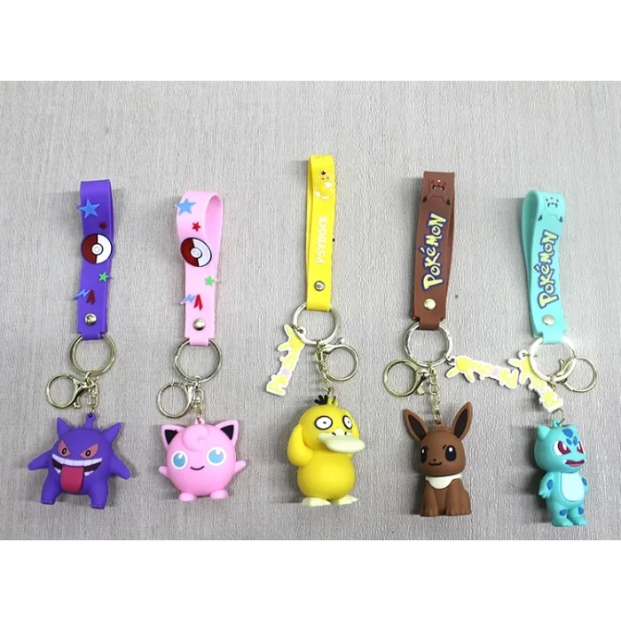  Pokemon Serisi Karışık Karakterler Silikon Anahtarlık