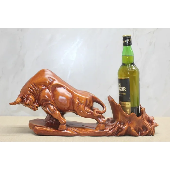  Polyester Boğa Figürü Şaraplık