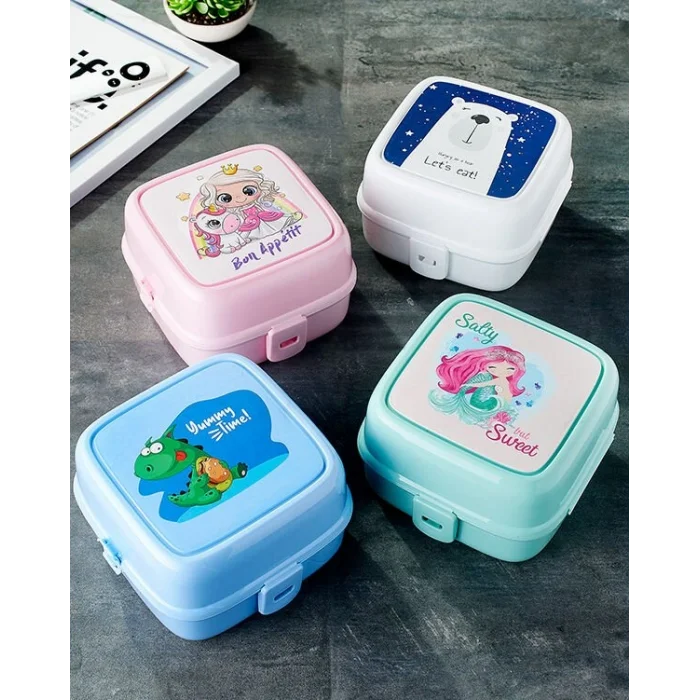 BUĞZ Porky Lol Desenli 4 Bölmeli Çatallı Beslenme Kabı - Diyet Kabı