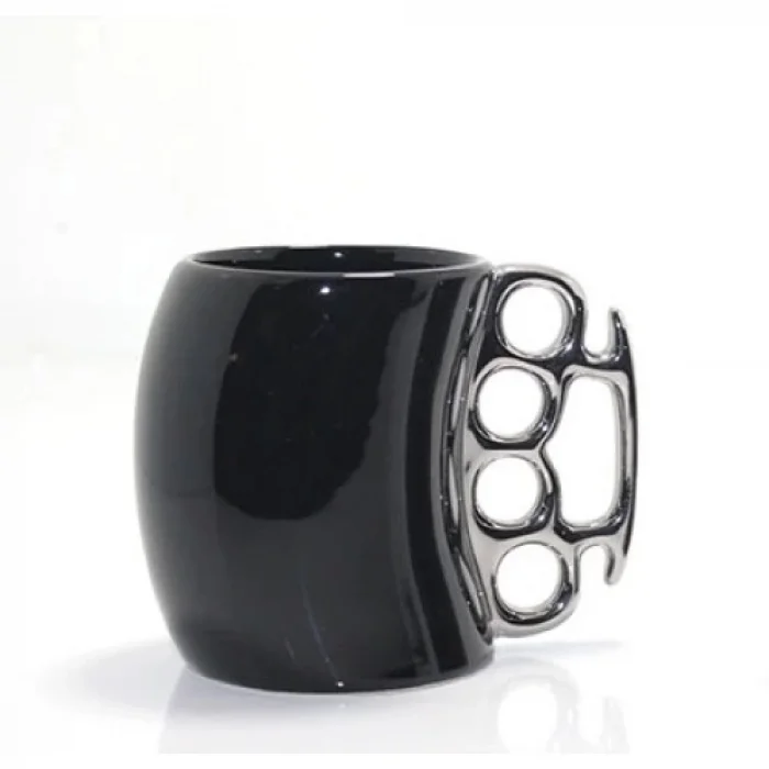 Porselen Muşta Tasarımlı Kupa Bardak Siyah