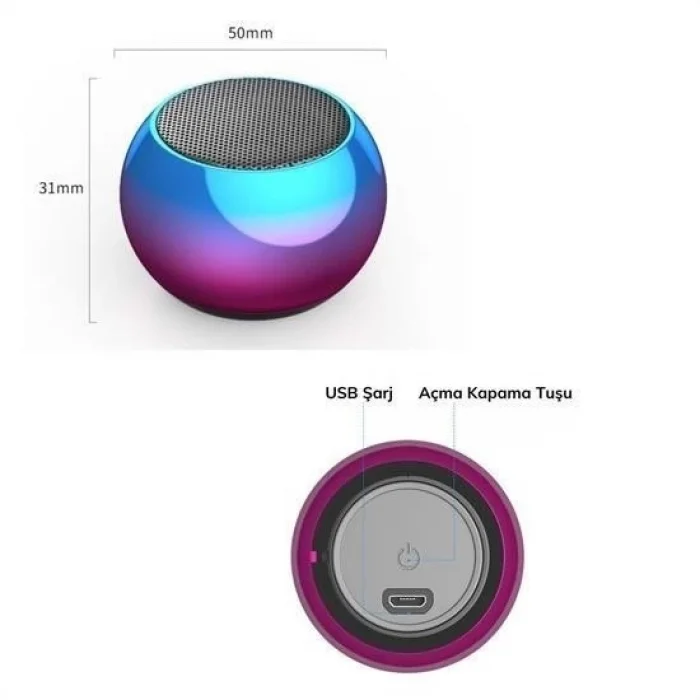 BUĞZ Portatif Taşınabilir Bass Ses Topu Bombası Mini Kablosuz Wireless Bluetooth Hoparlör Speaker ( BUĞZ )