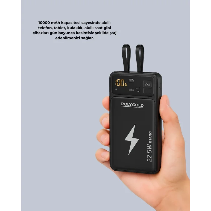 BUĞZ Powerbank 10000 mAh Dijital Göstergeli Taşınabilir - Lisinya