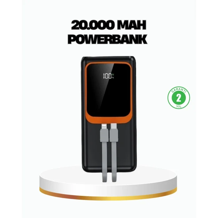 BUĞZ Powerbank 20000 mAh 22.5W Hızlı Şarjlı ve Kompakt Çoklu Kablo Çıkışlı