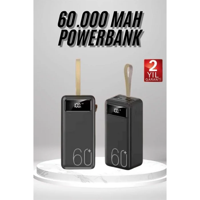 BUĞZ Powerbank 60.000 Mah Taşınabilir Şarj Hızlı El Fenerli Dijital Göstergeli - Lisinya