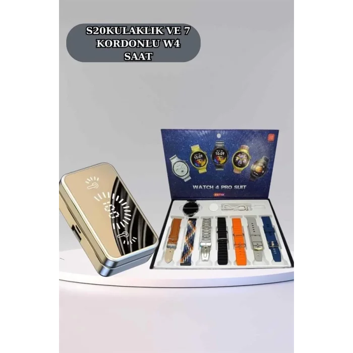  Powerbank Aynalı Bluetooth Kulaklık Ve Akıllı Saat Seti ANC Özelliği Dokunamatik