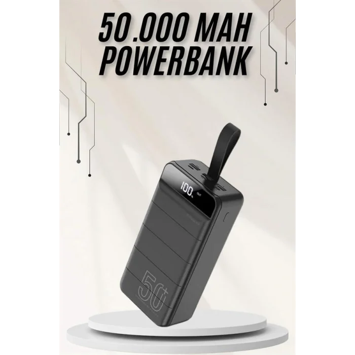 BUĞZ Powerbank Çoklu Şarj Girişi 50.000 Mah Taşınabilir Dijital Göstergeli (Kopya) - BUĞZ