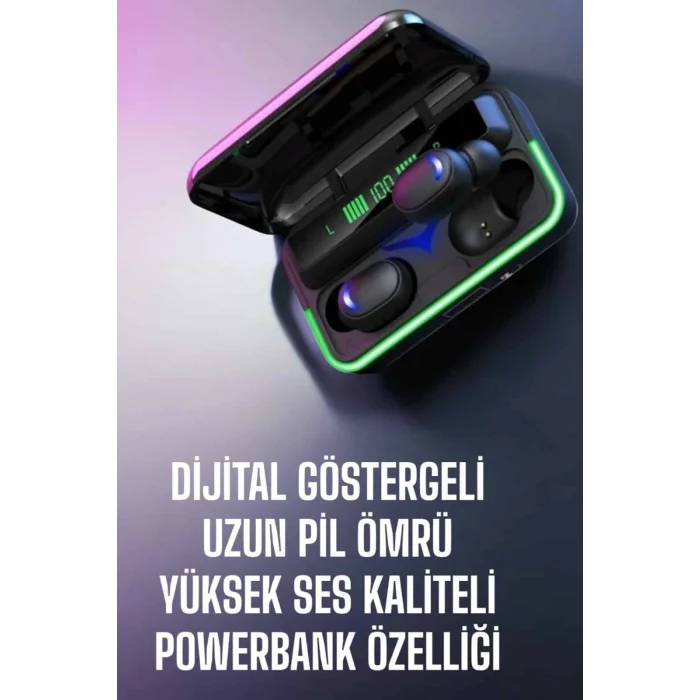 BUĞZ Powerbank Özellikli Kablosuz Bluetooth Kulaklık RGB Işıklı - BUĞZ