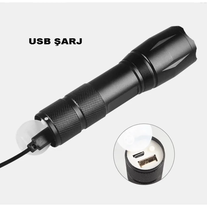 BUĞZ Powerbank Özellikli Uzun Menzilli El Feneri  Wt-039