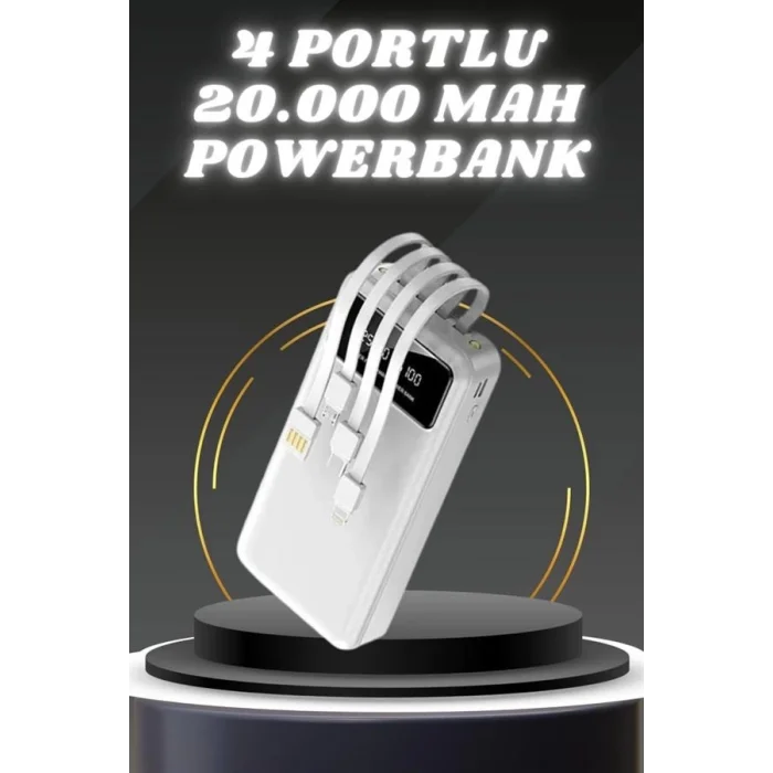  Powerbank Şarj Cihazı 4 Çıkışlı 20.000 MAH Powerbank Kompakt Yüksek Kapasiteli Hızlı Şarj