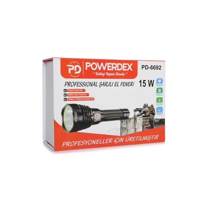 BUĞZ Powerdex Pd-6692 15 Watt 1000 Lümen Profesyonel Şarjlı El Feneri